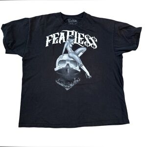 Y2K Fearless Graphic Black T-Shirt Size 2XL